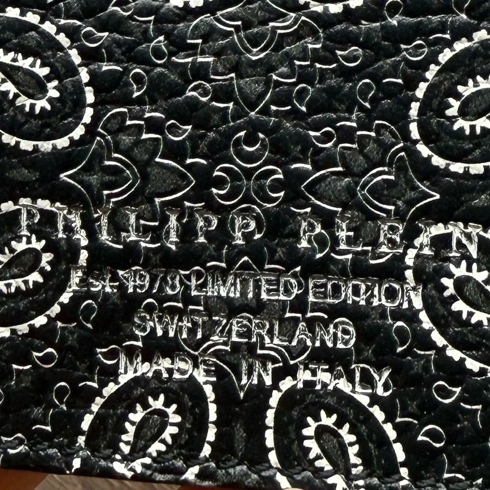 BNWT Philipp Plein Black & White Paisley Leather Credit Cards Holder / Wallet - Picture 7 of 16